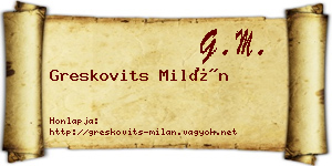 Greskovits Milán névjegykártya