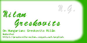 milan greskovits business card
