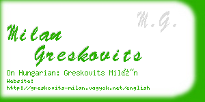 milan greskovits business card